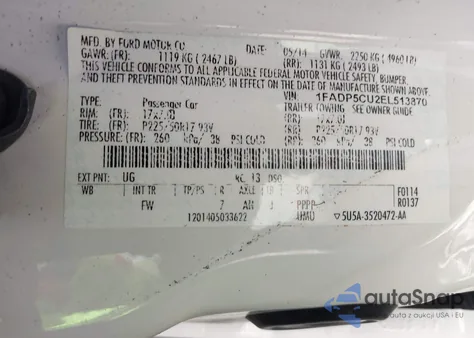 2014 Ford C-Max Energi Sel from USA, damaged, VIN 1FADP5CU2EL513870